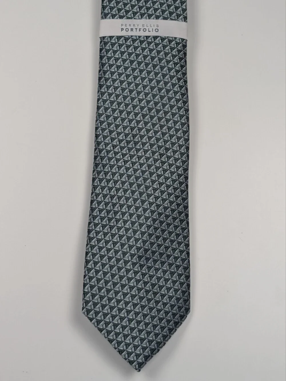 Perry Ellis Portfolio Mens Tie Mackin Geo Green Geometric Woven Necktie NWT